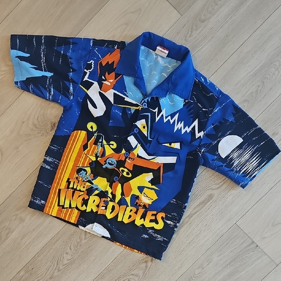 Y2K Disney Pixar Incredibles Collared Button Down Shirt, Youth Small - Picture 1 of 10